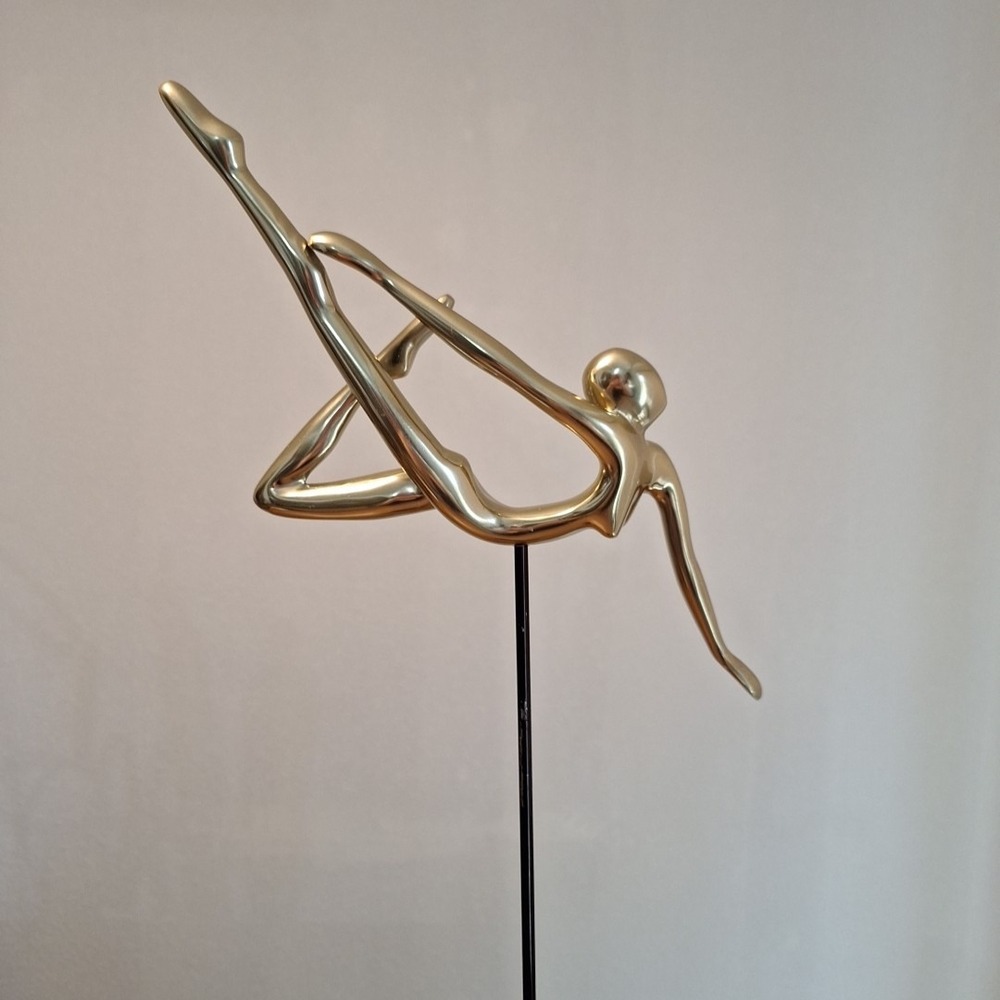 Vintage Solid Brass Ballerina Dancer Sculpture Contemporary 28.5" H x 10"‎ W